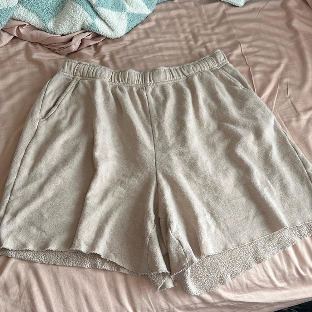 tan sweat shorts soft basics